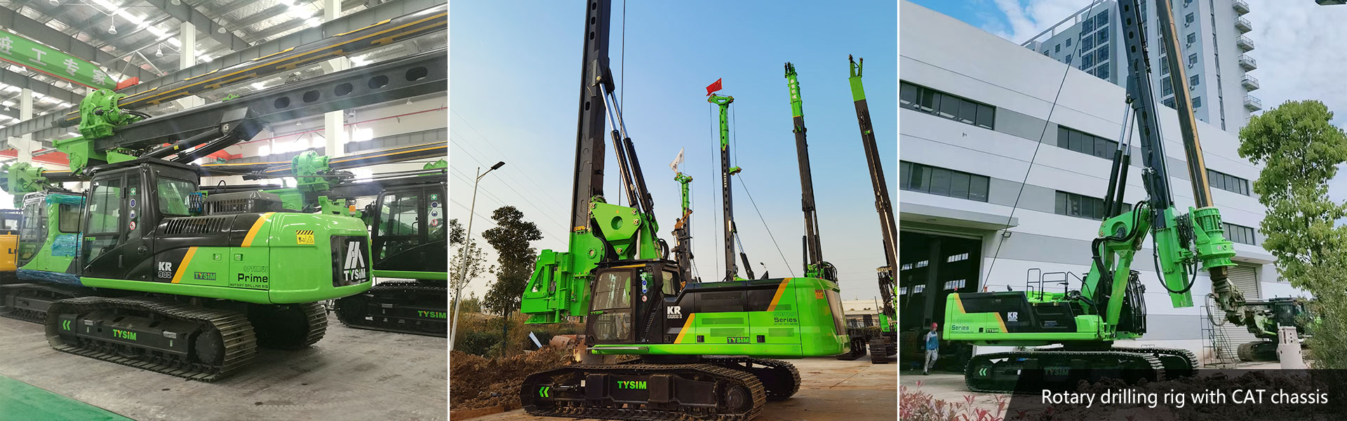Rotary drilling rig with CAT chassis